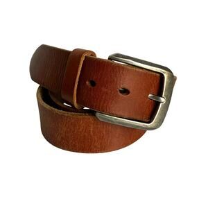 Men’s Genuine Leather Brown Belt 1.5” Wide Silver Buckle Size 44